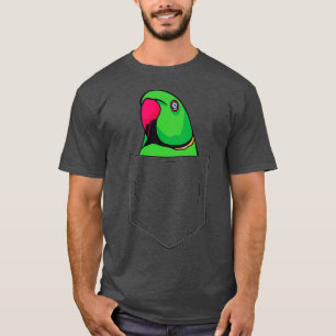 Camiseta Green Indian Ringneck Parrot In Pocket Bird