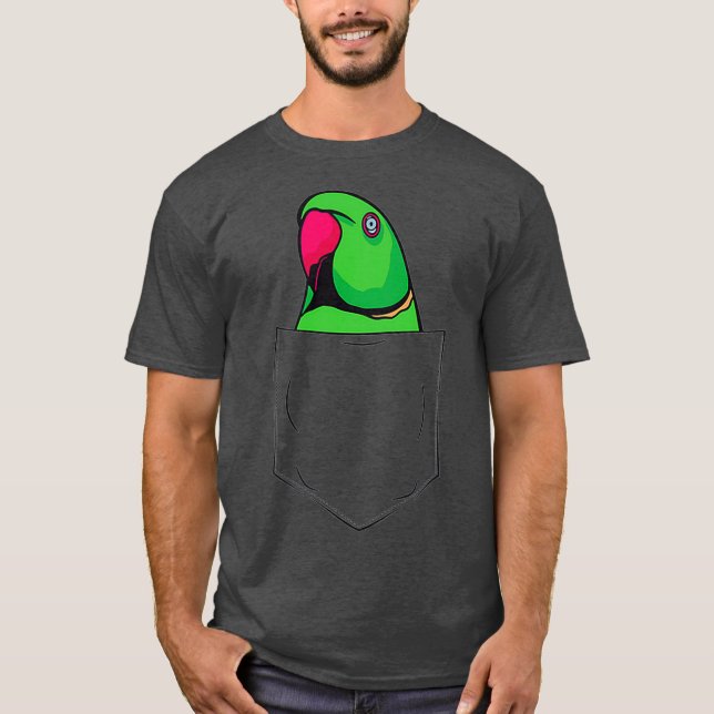 Camiseta Green Indian Ringneck Parrot In Pocket Bird (Anverso)