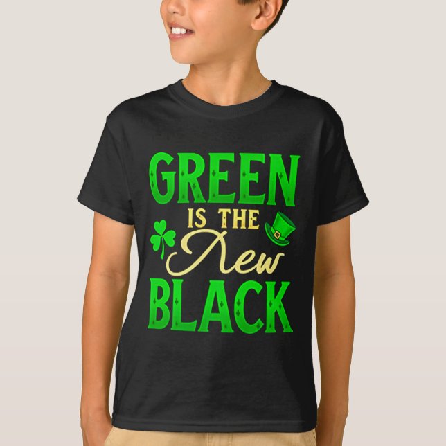 Camiseta Green Is The New Black - St. Patrick’s Day Shamroc (Anverso)