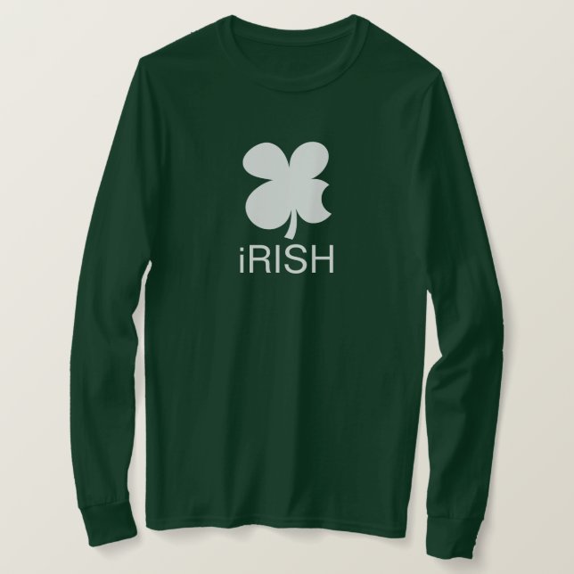 Camiseta Green long sleeve Irish Clover St Patrick's Day (Anverso del diseño)