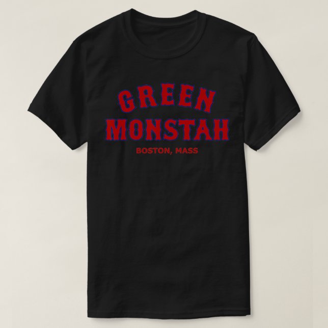 Camiseta Green Monstah Funny Boston Mass New England Sports (Diseño del anverso)