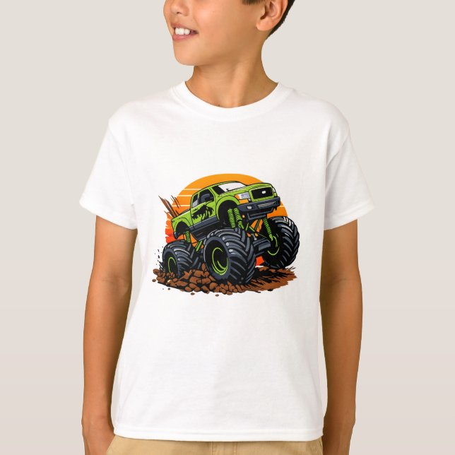 Camiseta Green Monster Truck Off-Road Racing Illustration (Anverso)