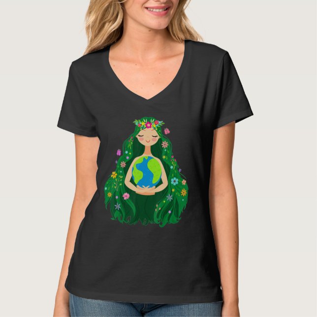 Camiseta Green Mother Earth Day Gaia Save Our Planet Women  (Anverso)