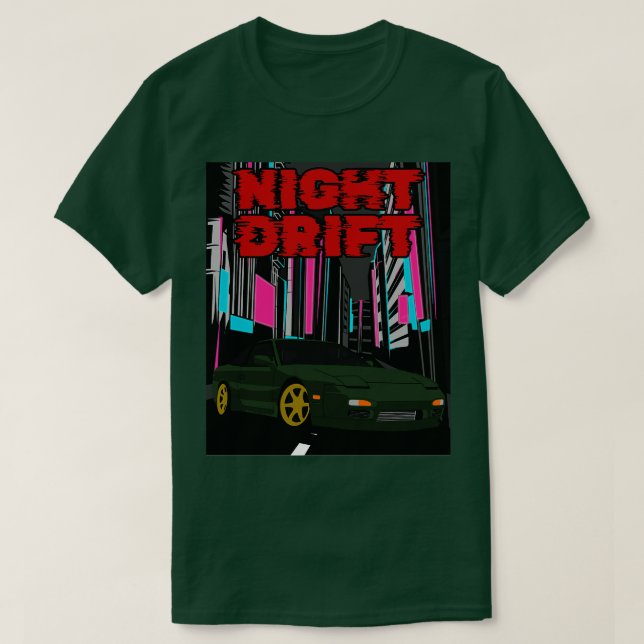 Camiseta Green Nissan 240sx Night Drift (Diseño del anverso)