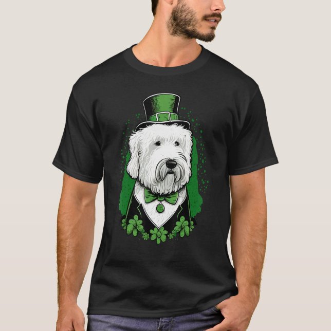 Camiseta Green Old English Sheepdog shamrock St Patricks Da (Anverso)