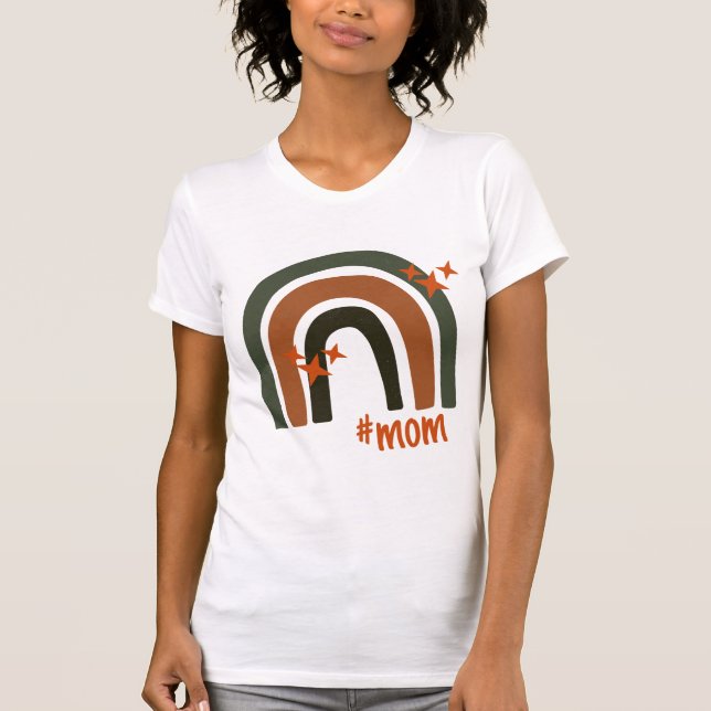 Camiseta Green Orange Bohemian Rainbow Personalized #mom (Anverso)