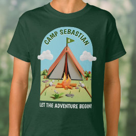 Camiseta Green Outdoor Adventure Camping Fiesta de cumpleañ