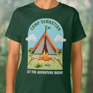Camiseta Green Outdoor Adventure Camping Fiesta de cumpleañ