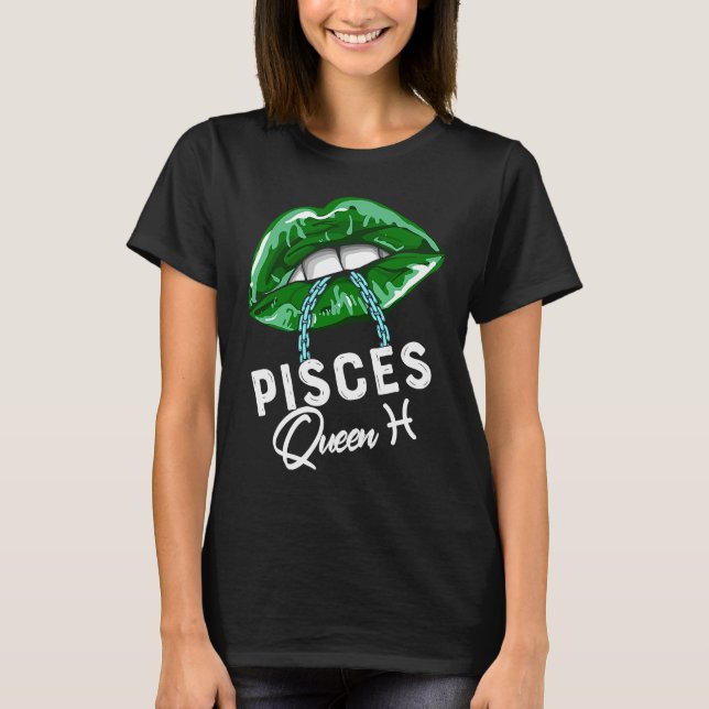 Camiseta Green Pisces Queen Lips Chain Zodiac St Patricks D (Anverso)