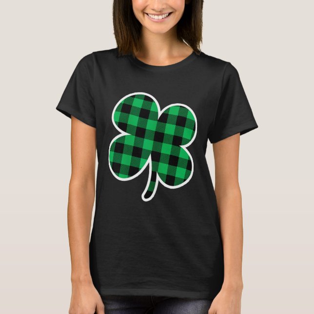 Camiseta Green Plaid Clover St Patricks Day Women Shamrock  (Anverso)