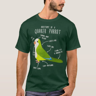Camiseta Green Quaker Parrot Anatomy Bird