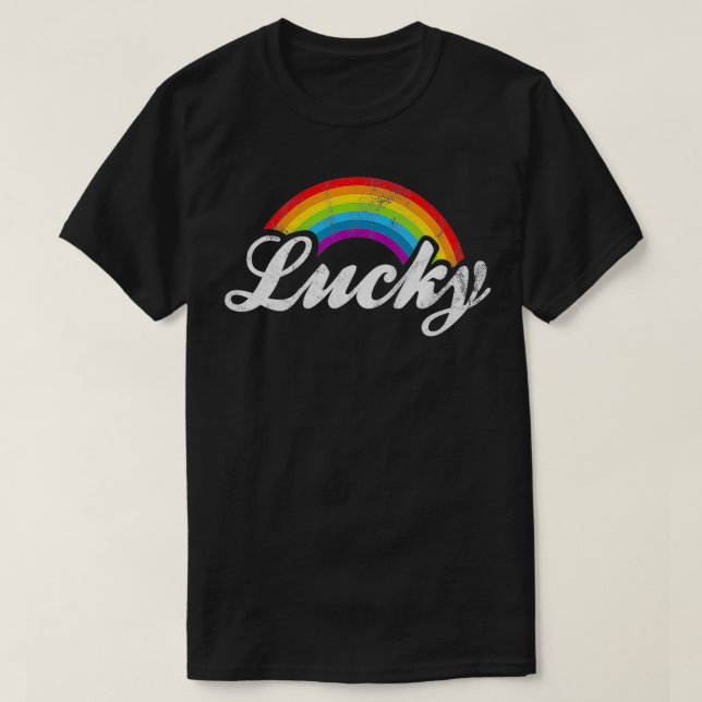 Camiseta Green Retro Lucky St Patrons Day Rainbow (Diseño del anverso)
