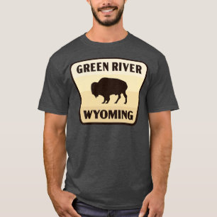 Camiseta Green River Wyoming Insignia de búfalo retro Tan