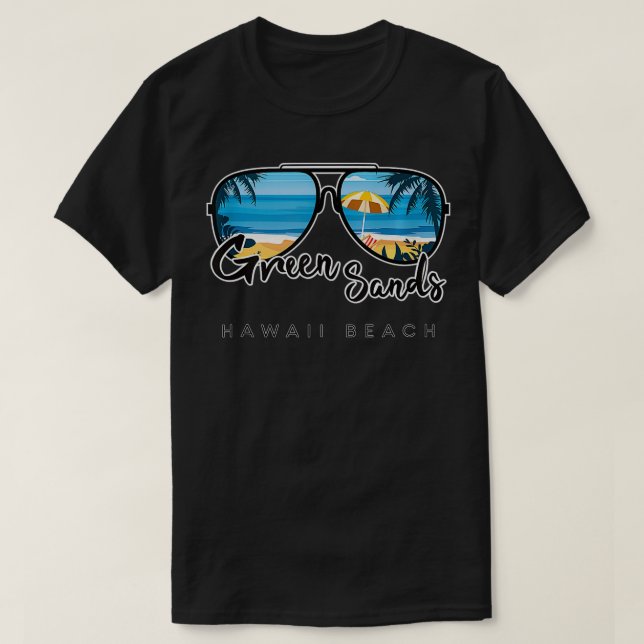 Camiseta Green Sands Beach Hawaii Palm Tree Sunglasses Souv (Diseño del anverso)