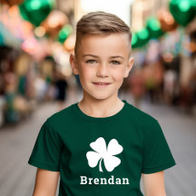 Green Shamrock Custom Name Kids St Patricks Day