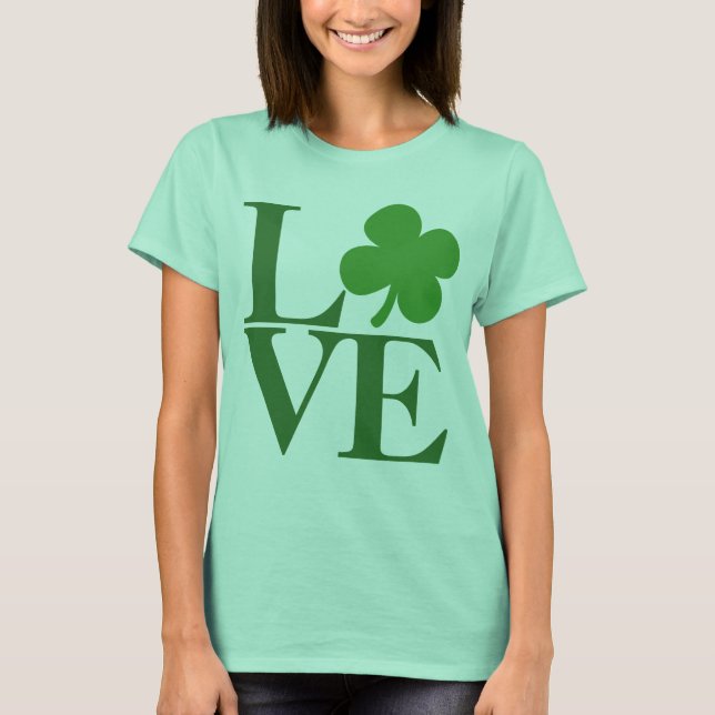 Camiseta Green Shamrock Love St Patricks Day Mujeres (Anverso)