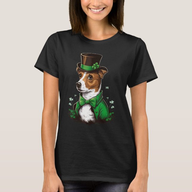 Camiseta Green shamrock on St Patricks Day Jack Russell Ter (Anverso)