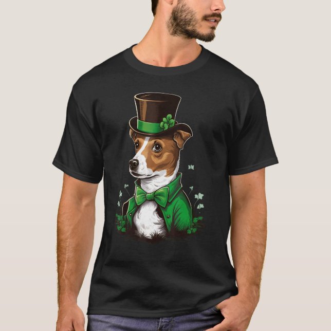 Camiseta Green shamrock on St Patricks Day Jack Russell Ter (Anverso)