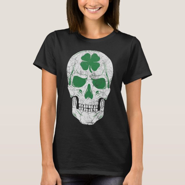 Camiseta Green Shamrock Skull Irish Irlanda ST PATRICKS DAY (Anverso)