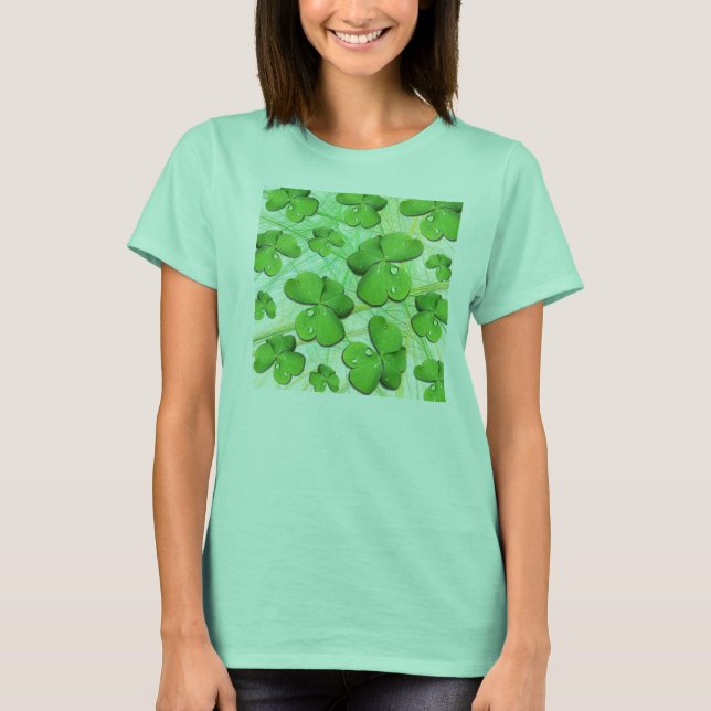 Camiseta Green Shamrock St Patrick Ladies Organic T-Shirt (Anverso)