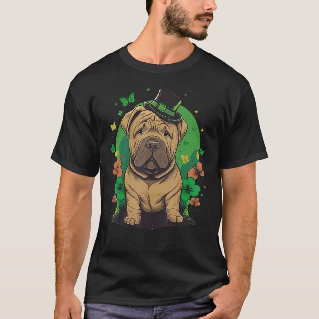 Camiseta Green Shar Pei shamrock on St Patricks Day Shar Pe (Anverso)