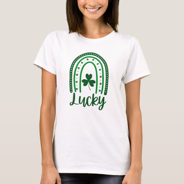 Camiseta Green St Patrick's Day Rainbow (Anverso)