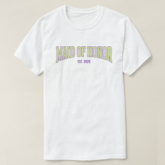 Camiseta Green + Tan Stripe Purple MAID OF HONOR 