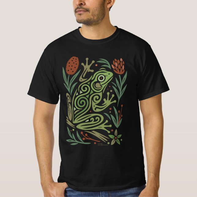 Camiseta Green Tree Frog Australian Wildlife Tattoo Art (Anverso)