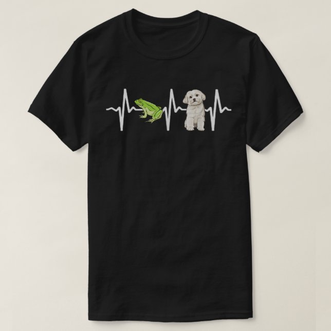 Camiseta Green Tree Frog Maltese Heartbeat Dog Lover  (Diseño del anverso)