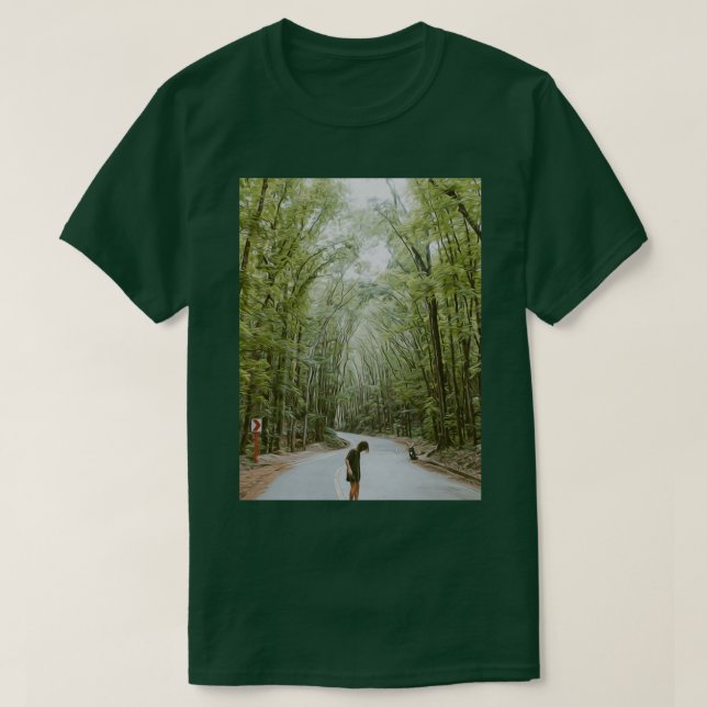 Camiseta Green Trees Plant Nature Forest Road  (Diseño del anverso)