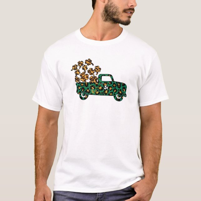 Camiseta Green Truck Load Love Shamrock Leprechaun St Patri (Anverso)