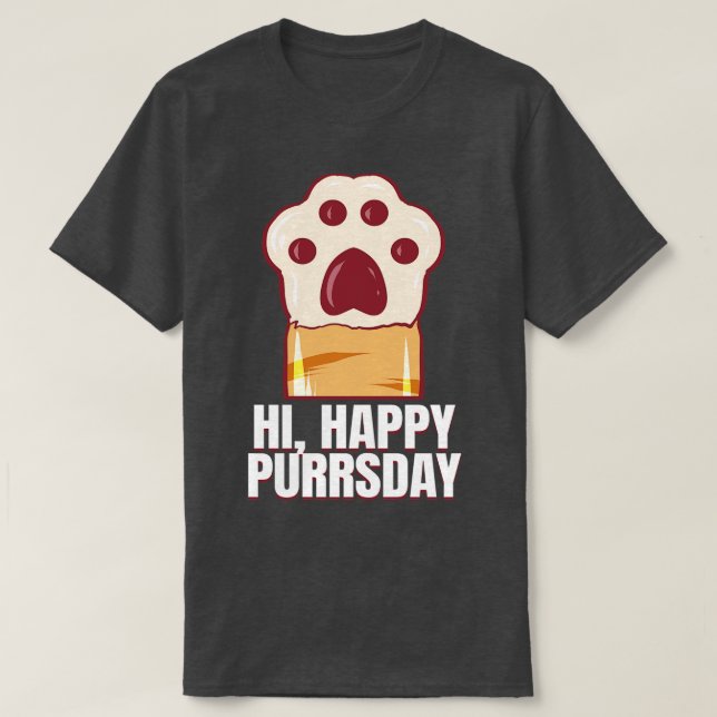 Camiseta Greeting Cat Paw On Purrsday  (Diseño del anverso)
