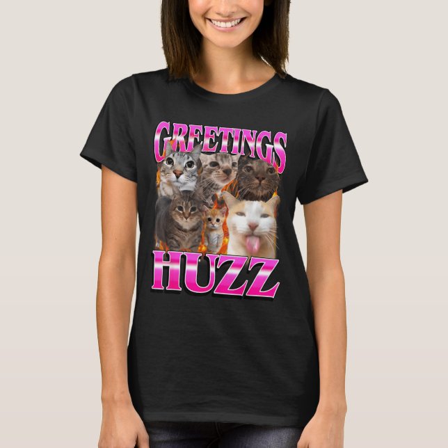 Camiseta Greetings Huzz Funny Cat Meme Bootleg Graphic Men  (Anverso)