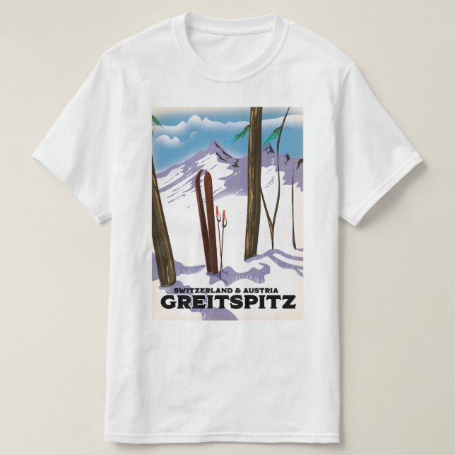Camiseta Greitspitz poster de esquí de Suiza y Austria (Diseño del anverso)