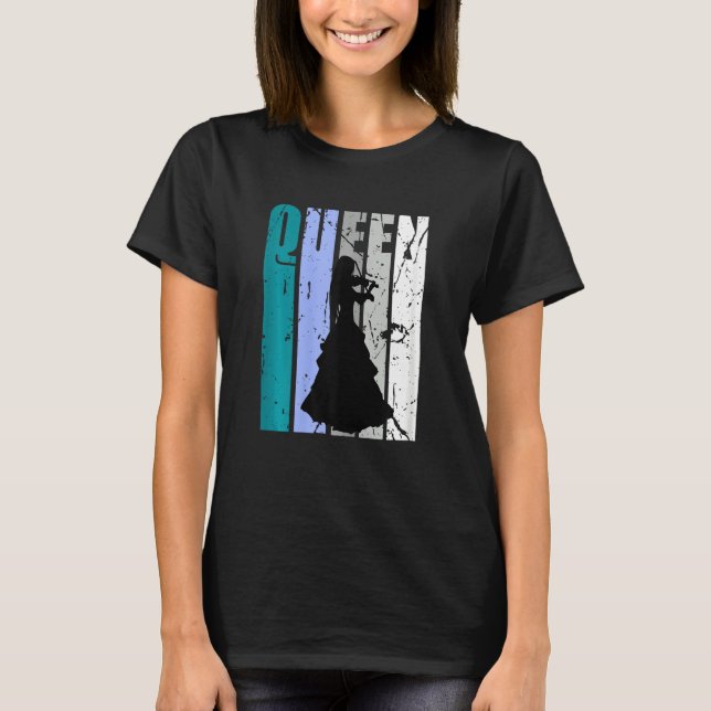 Camiseta Gren Distressed Violin Queen Teal Grey Theme Violi (Anverso)