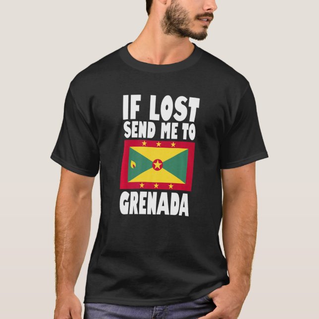 Camiseta Grenada Flag Design  If lost send me to Grenada Pr (Anverso)