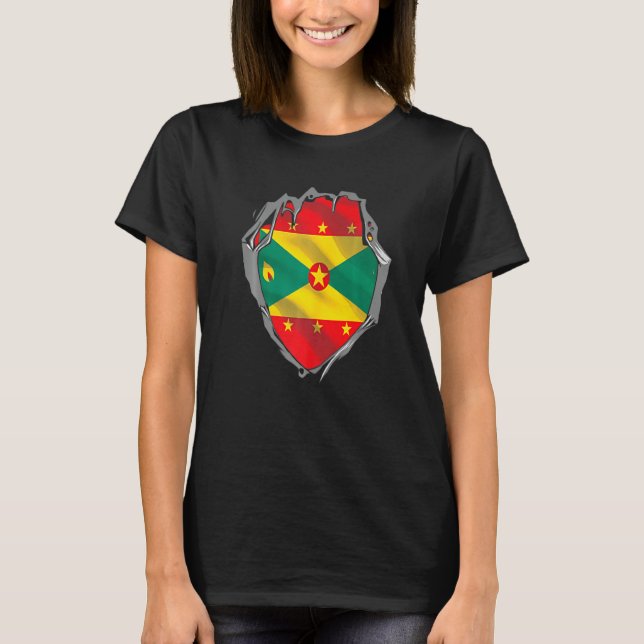 Camiseta Grenada Heart Cutout With Grenadian Flag On Grenad (Anverso)