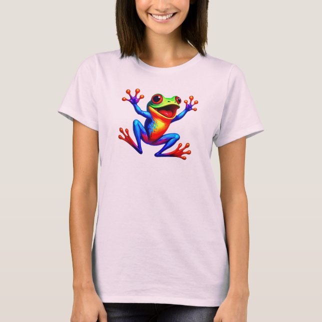 Camiseta Grenouille cartoon joyeuse aux couleurs éclatantes (Anverso)