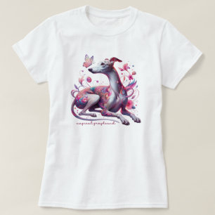 Camiseta Greyhound caprichoso con flores y mariposa