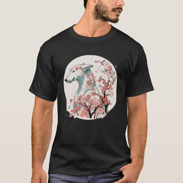 Camiseta Greyhound Cherry Blossom Dog Breed Japanese Sakura (Anverso)