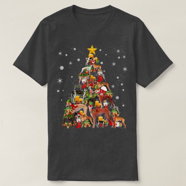 Camiseta Greyhound Christmas Tree Costume Divertido perro d (Diseño del anverso)