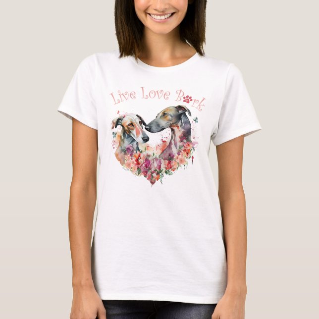Camiseta Greyhound Dog Mom Floral (Anverso)