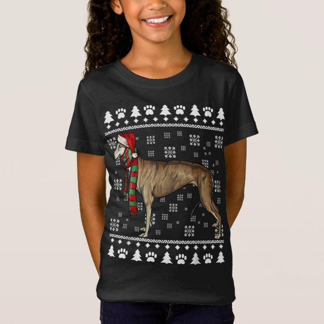 Camiseta Greyhound Dog Santa Hat Xmas Navidades feos (Anverso)
