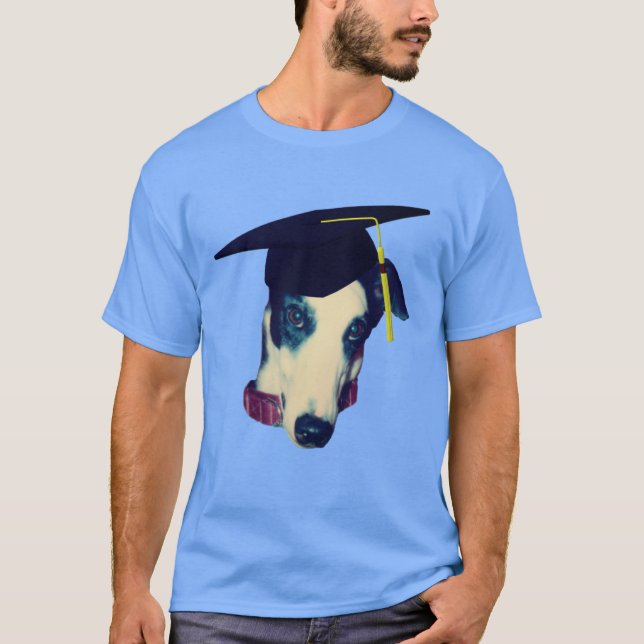 Camiseta Greyhound En Graduación Cap Divertido Perro (Anverso)