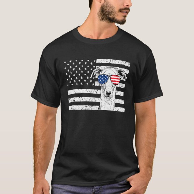 Camiseta Greyhound Iggy Dog 4th of July US American Flag Pa (Anverso)