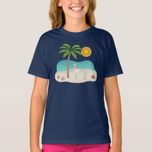 Camiseta Greyhound Italiano Crema En La Playa Tropical De V