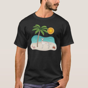 Camiseta Greyhound Italiano Crema En La Playa Tropical De V