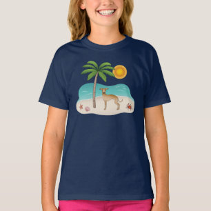 Camiseta Greyhound Italiano Fawn En La Playa Tropical De Ve