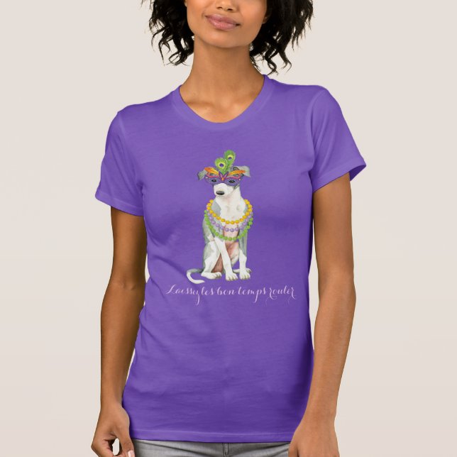 Camiseta Greyhound italiano Mardi Gras (Anverso)