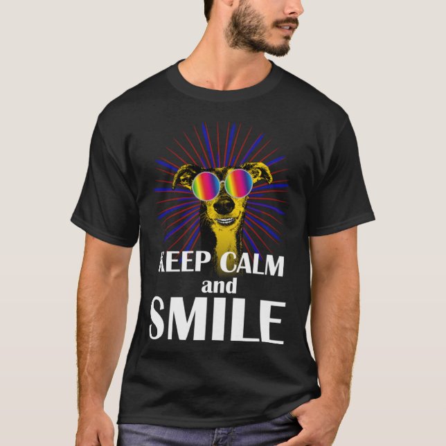 Camiseta Greyhound  Keep Calm & Smile  Galgo Greyhound Hipp (Anverso)